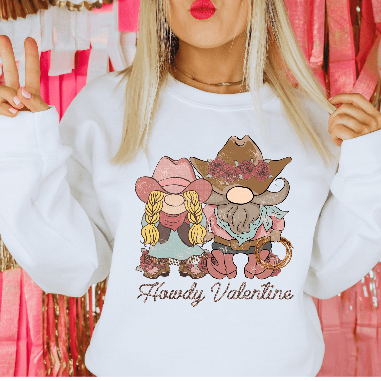 Howdy Valentine Western Gnomes DTF Transfer