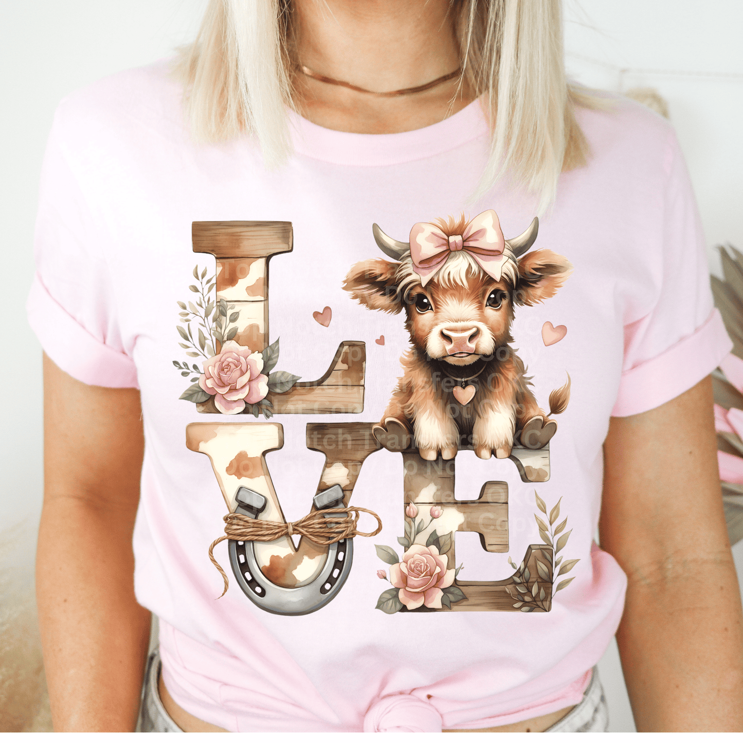 Love Highland Cow DTF Transfer