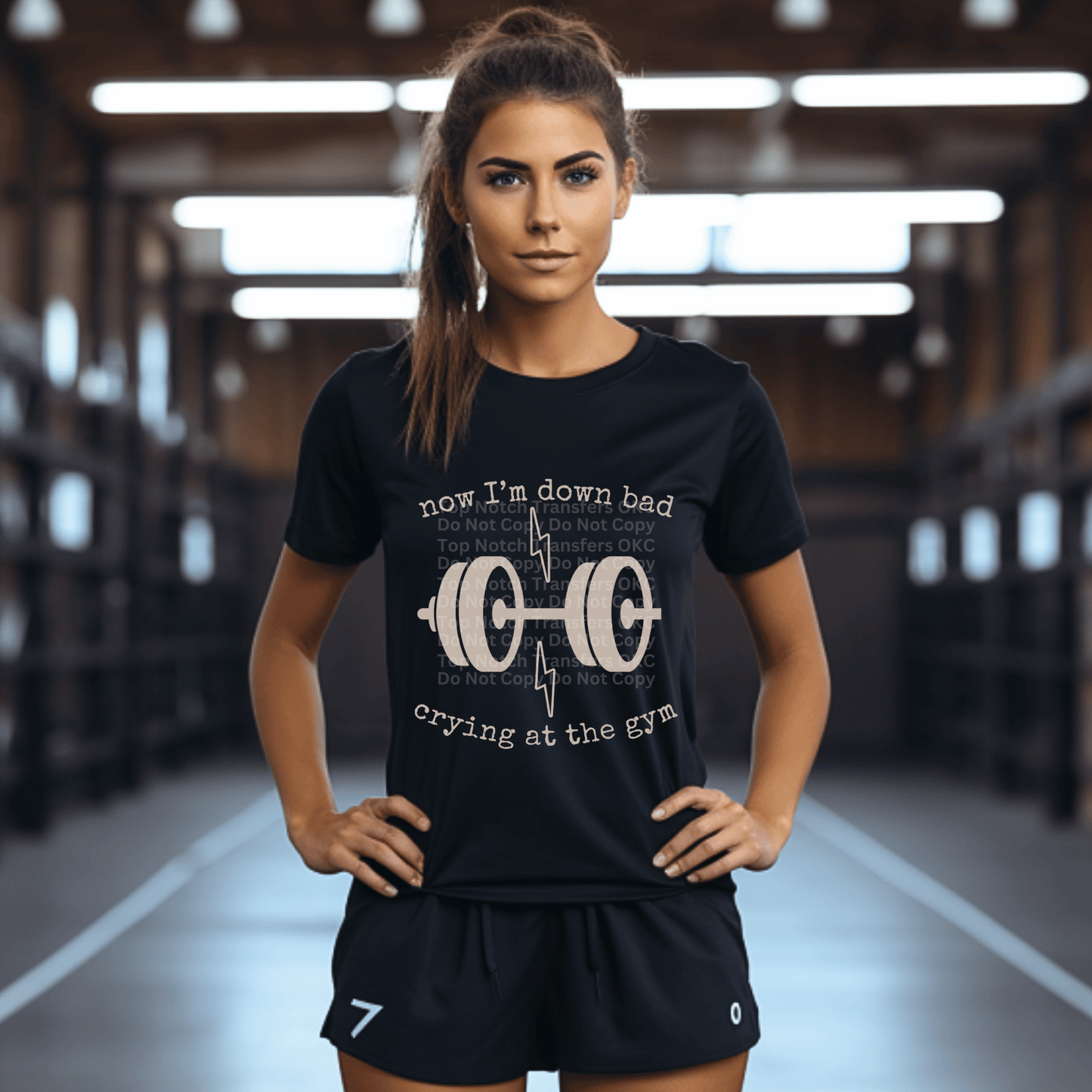 Down bad crying at the gym beige DTF Transfer