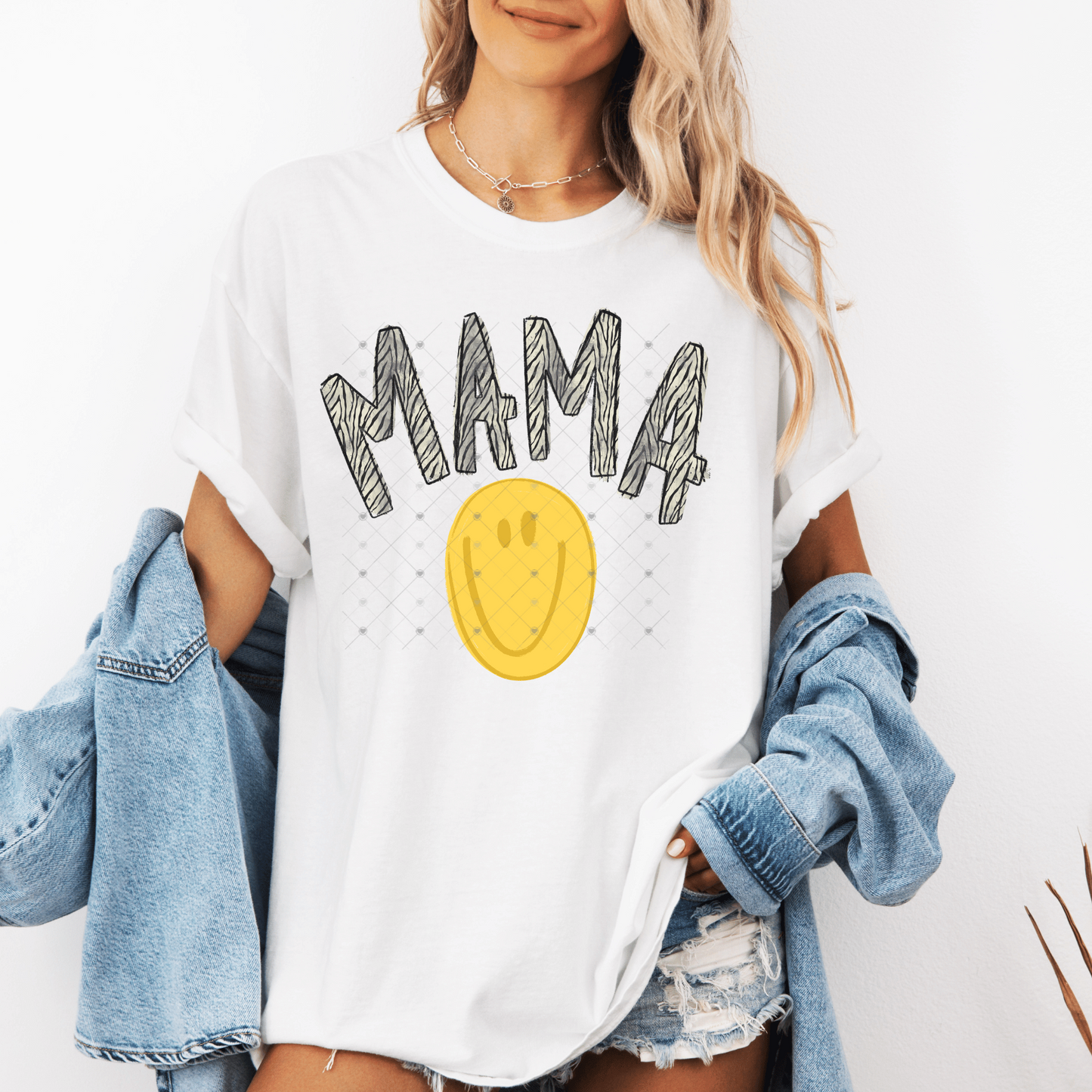 MAMA Zebra Print Smiley DTF Transfer