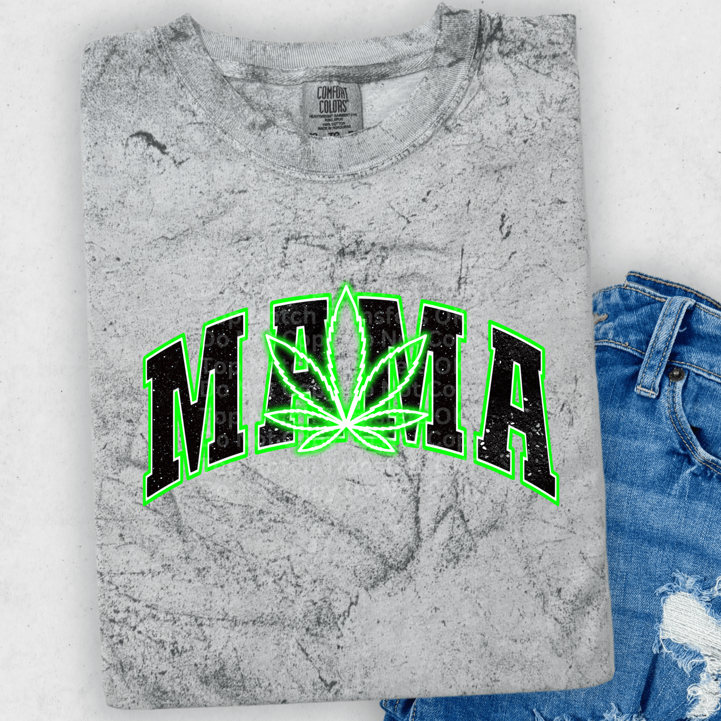 Checkered Mama Neon Leaf DTF Transfer