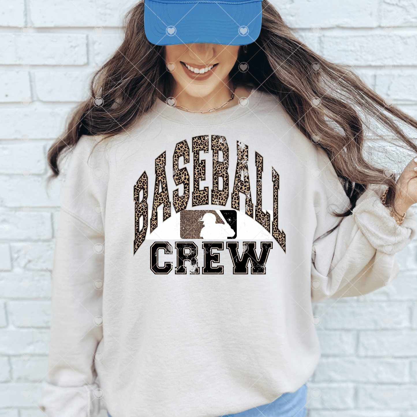 Distressed Leopard Print Baseball Crew DTF Transfer