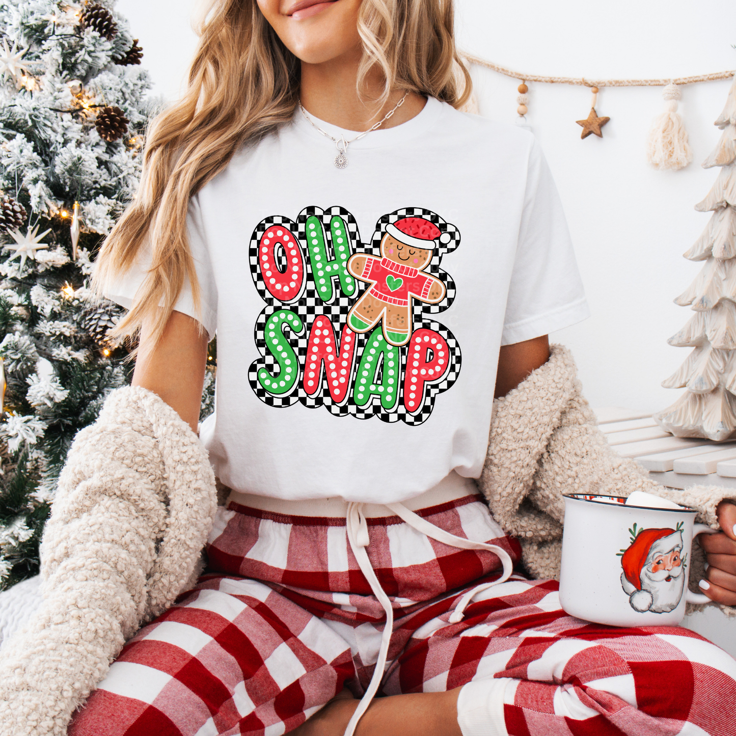 Oh Snap Gingerbread Man Checkered DTF Transfer