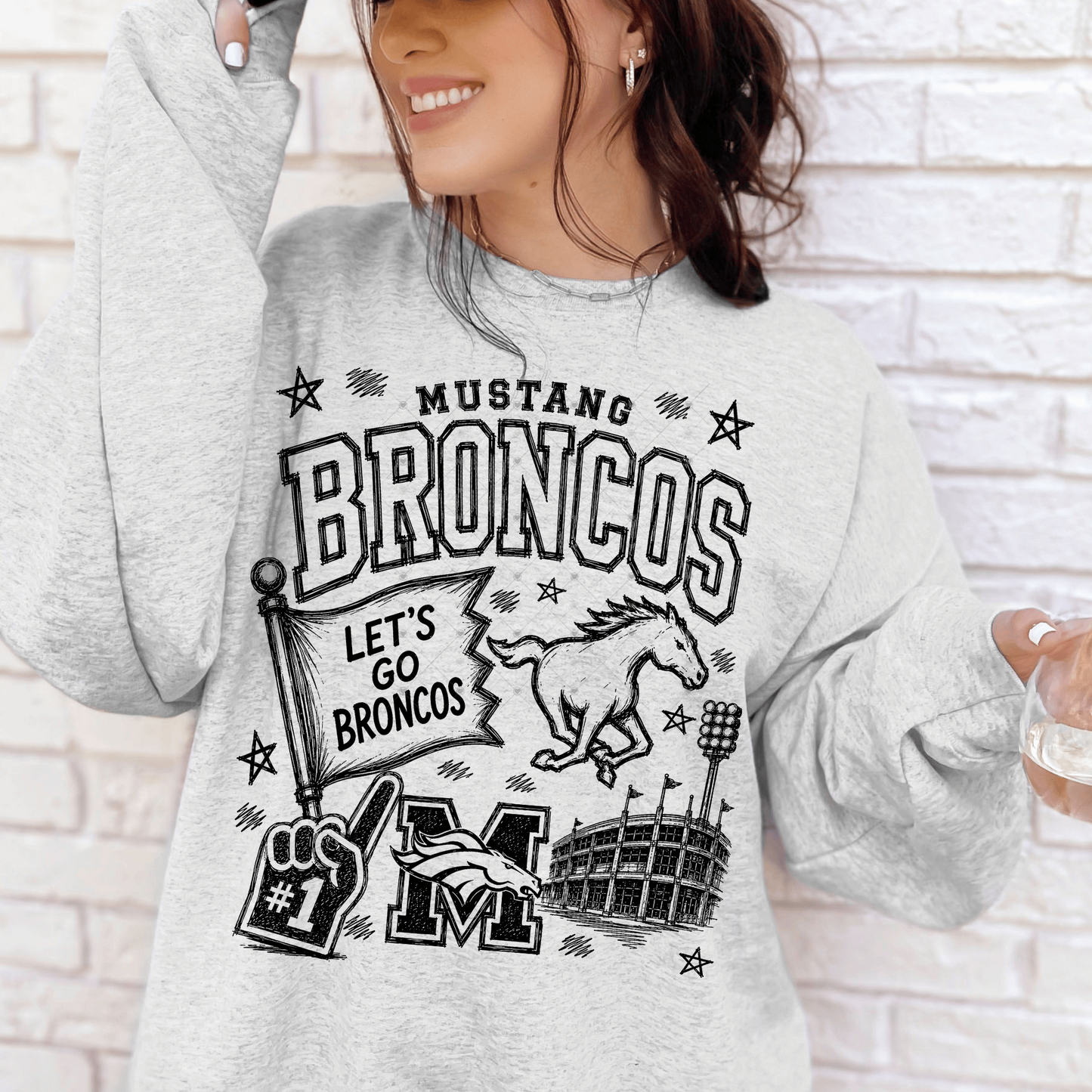 Mustang Broncos Black Collage DTF Transfer