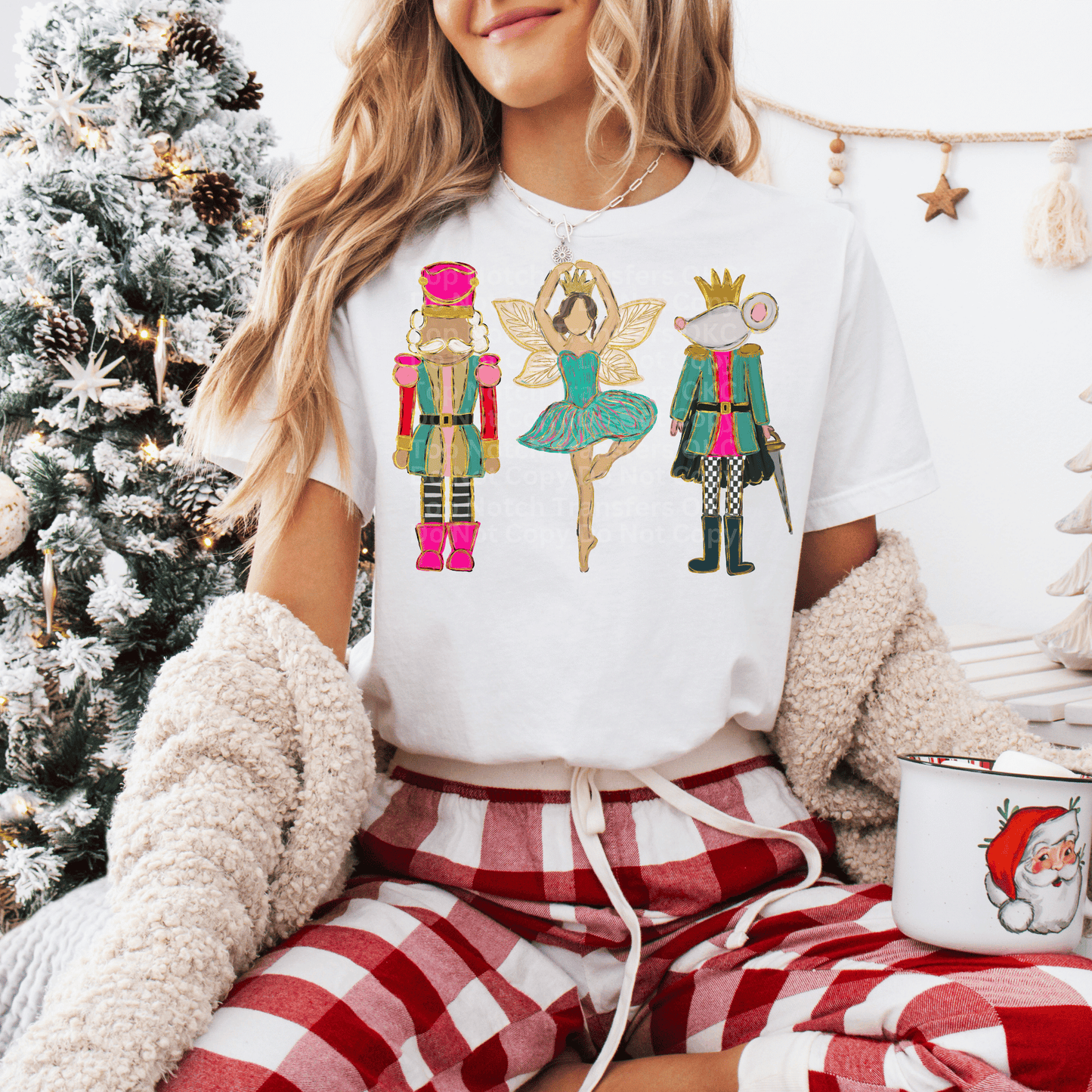 Nutcracker w/White Hair, Ballerina w/Brown Hair & Mouse (Light) DTF Transfer