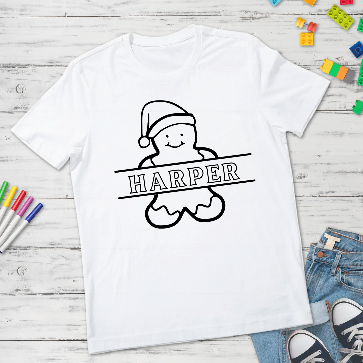 Boy Gingerbread Name coloring design DTF Transfer