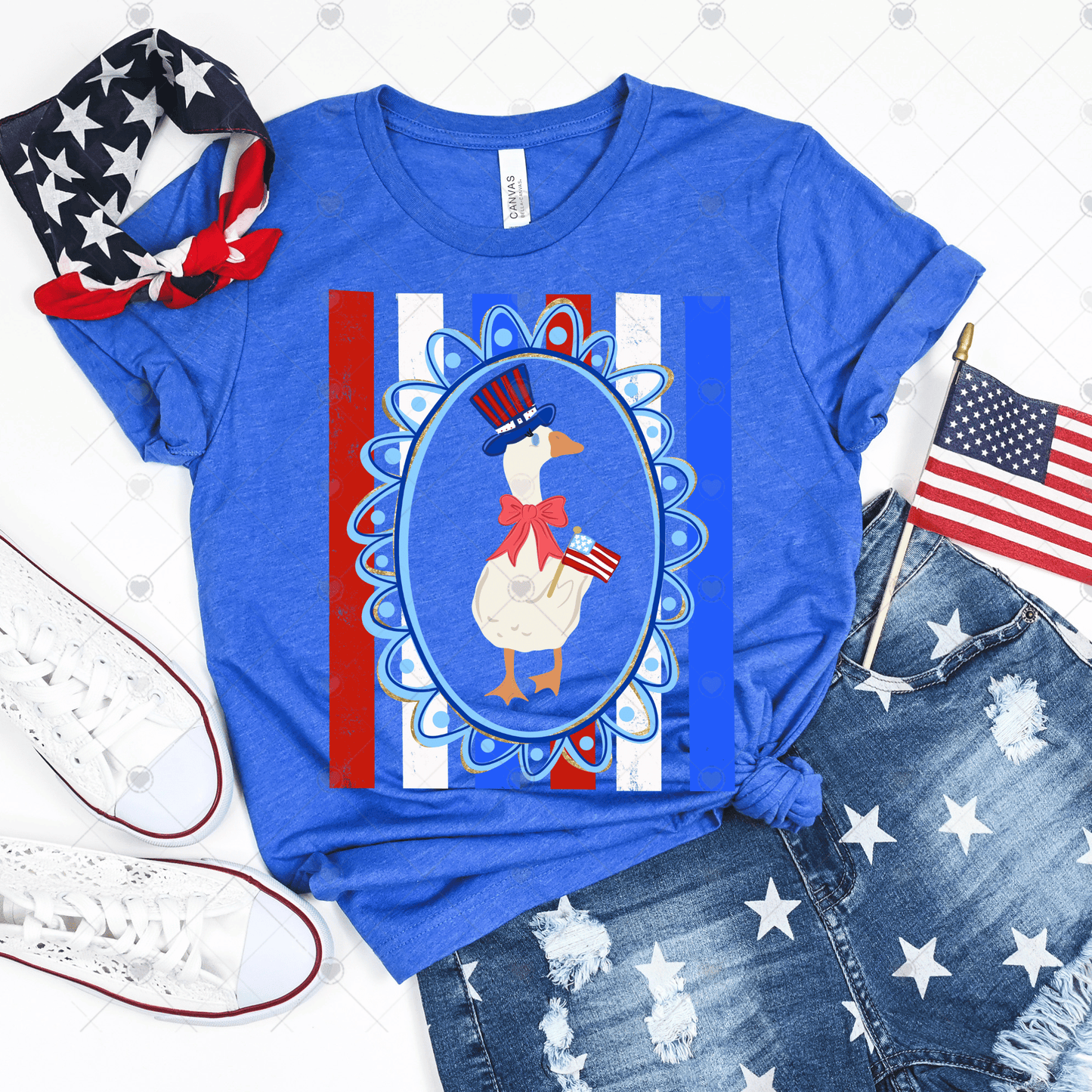 Patriotic Goose w/ Bow DTF Transfer