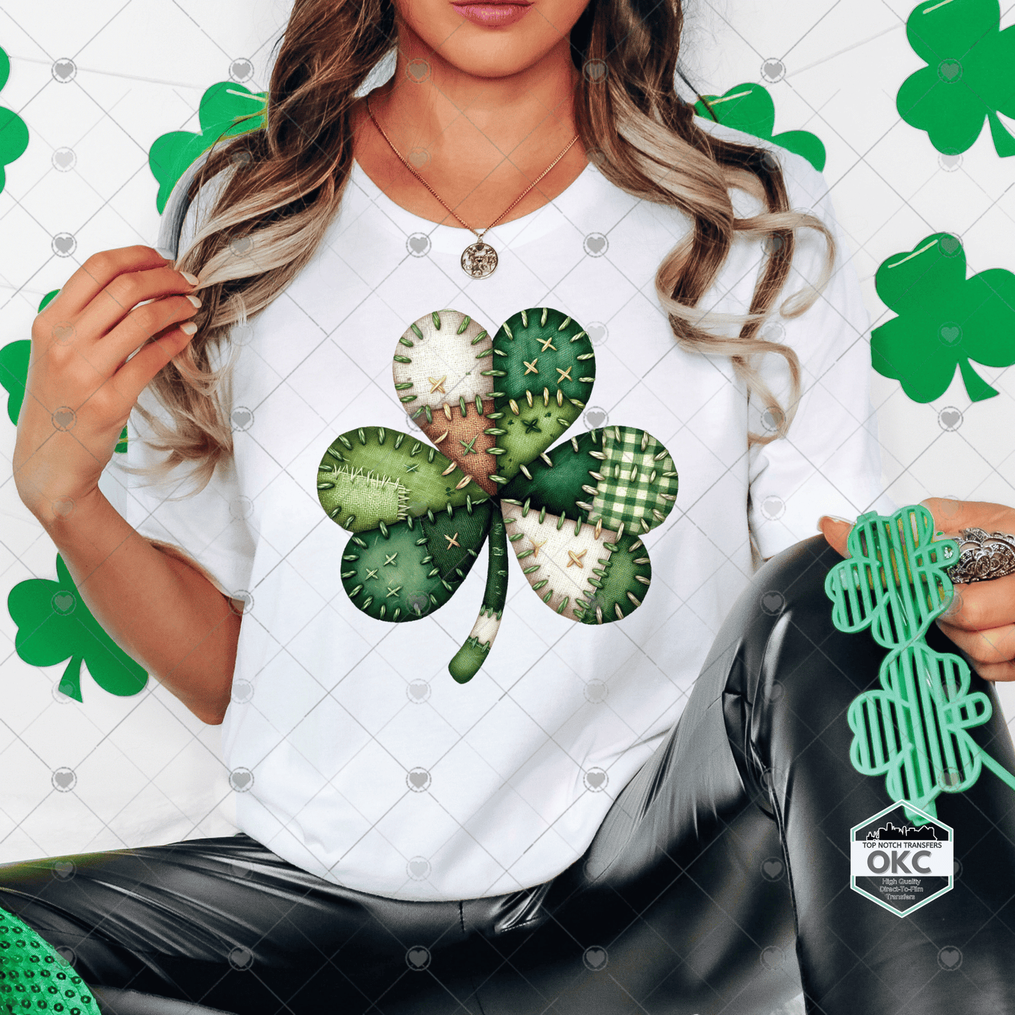Faux Patchwork Clover DTF Transfer