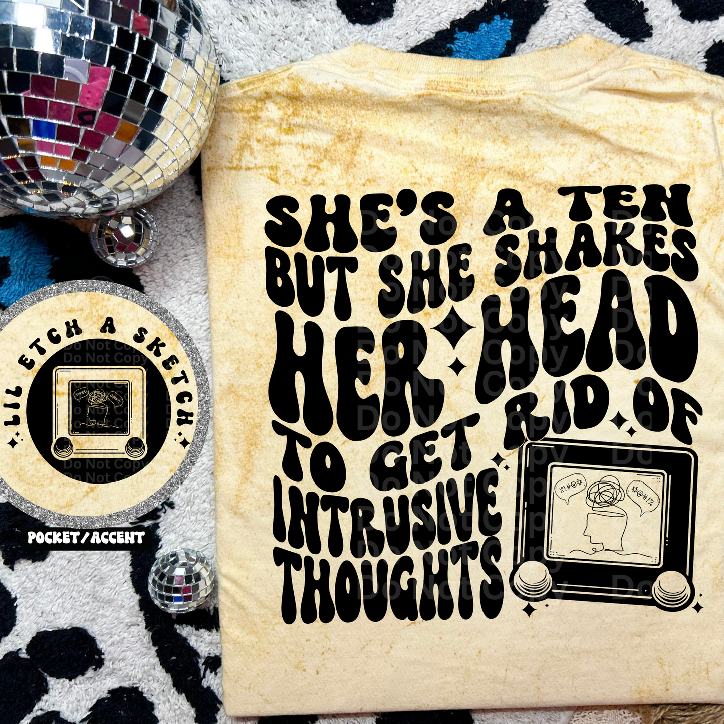 She Shakes Her Head to Get Rid of Intrusive Thoughts DTF Transfer
