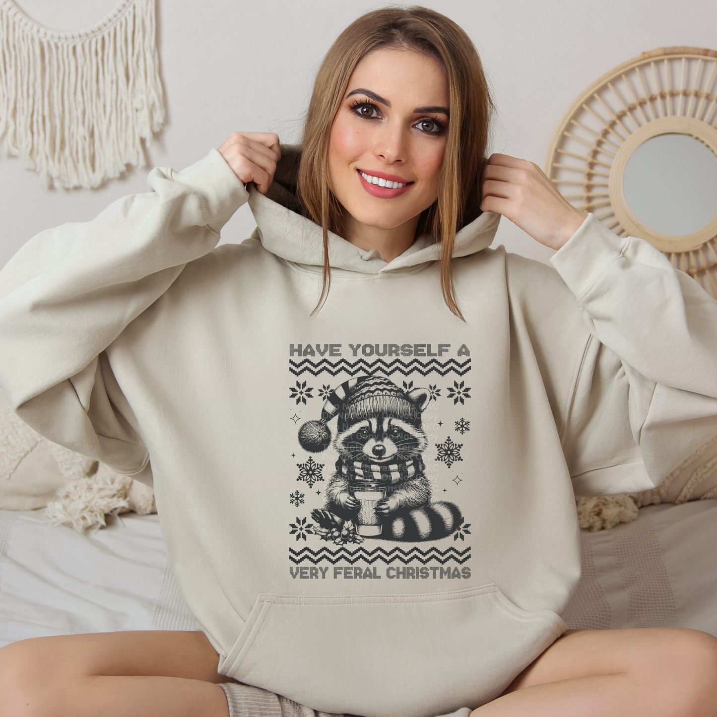 Have Yourself a Very Feral Christmas - Raccoon DTF Transfer