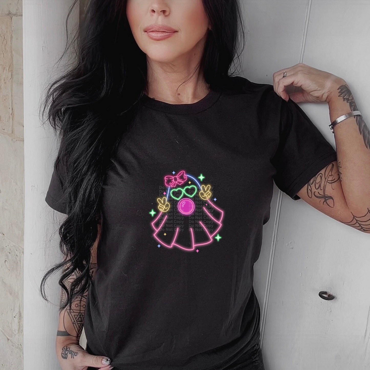 Neon Bubble Ghost DTF Transfer