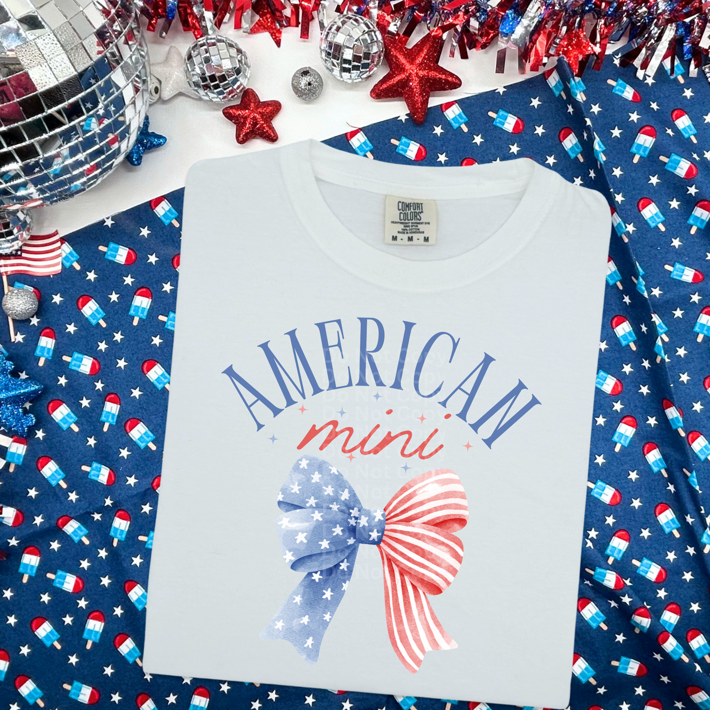 American Mini Watercolor Bow DTF Transfer