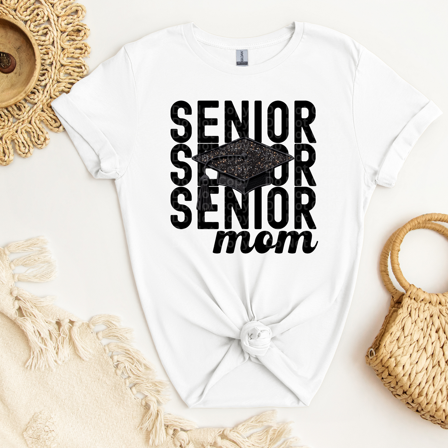 Stacked Senior Mom Grad Cap DTF Transfer