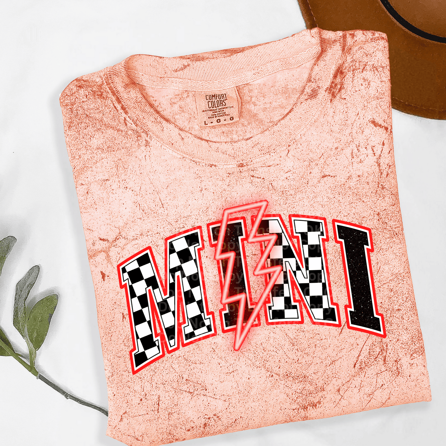 Checkered Mini Neon Red DTF Transfer