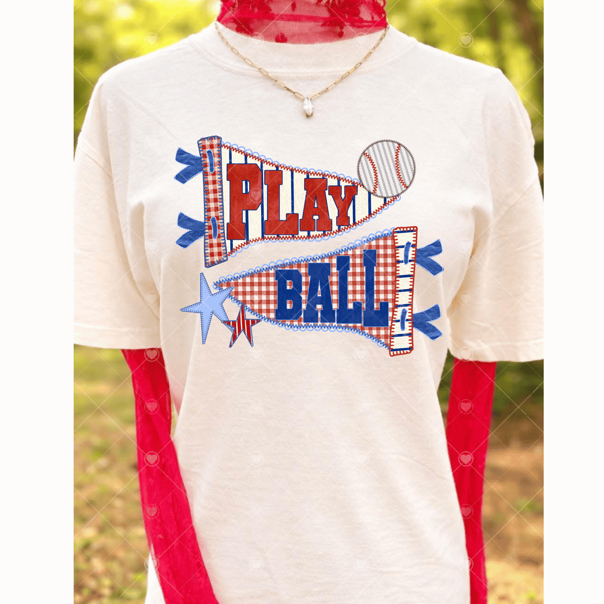 Play Ball Pennant Flags w/ Baseball DTF Transfer