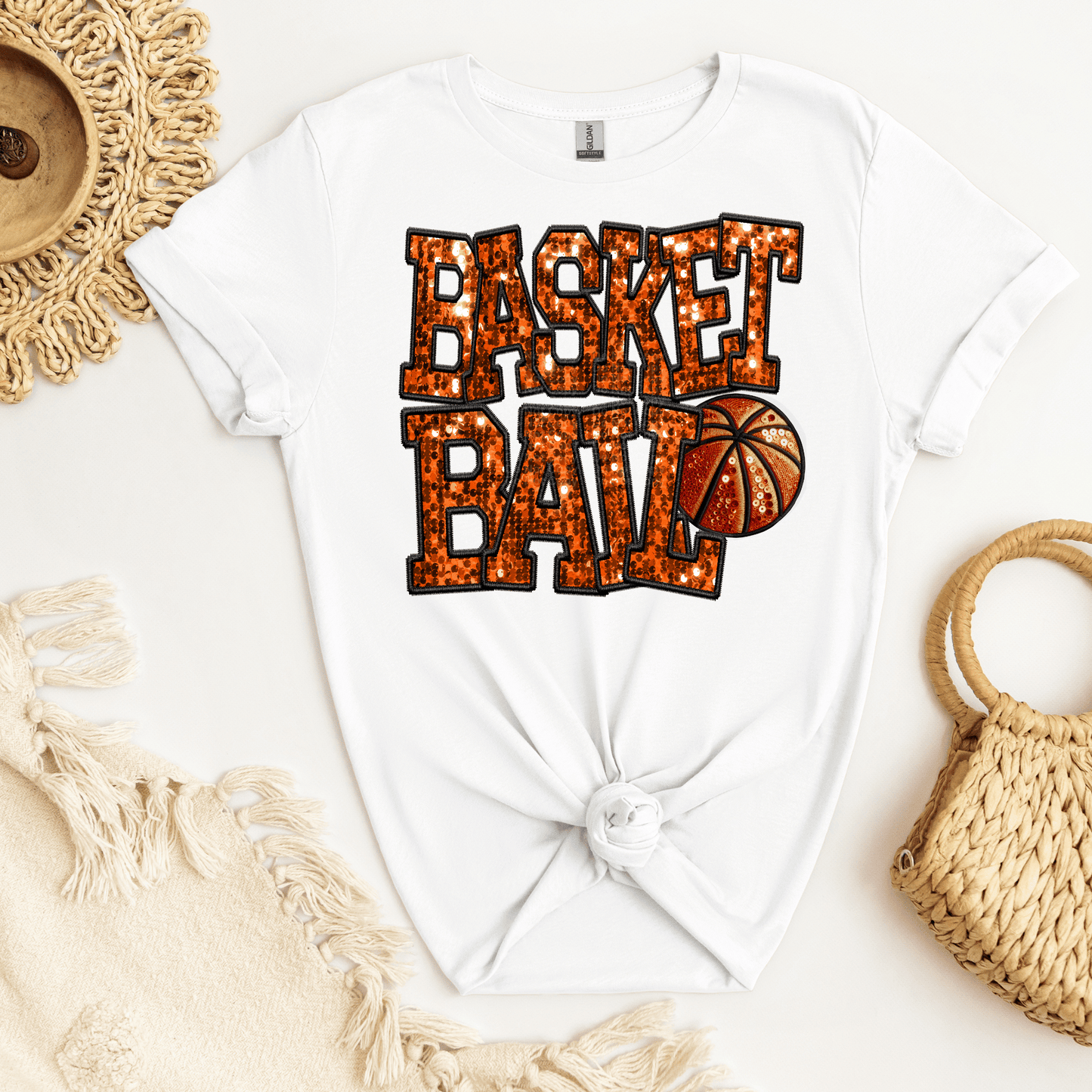 Basketball Faux Sequin DTF Transfer