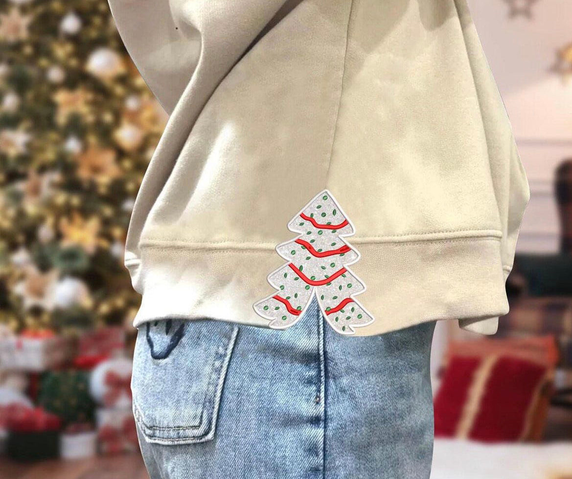 Christmas Tree Cake Faux Embroidered Side Slit DTF Transfer