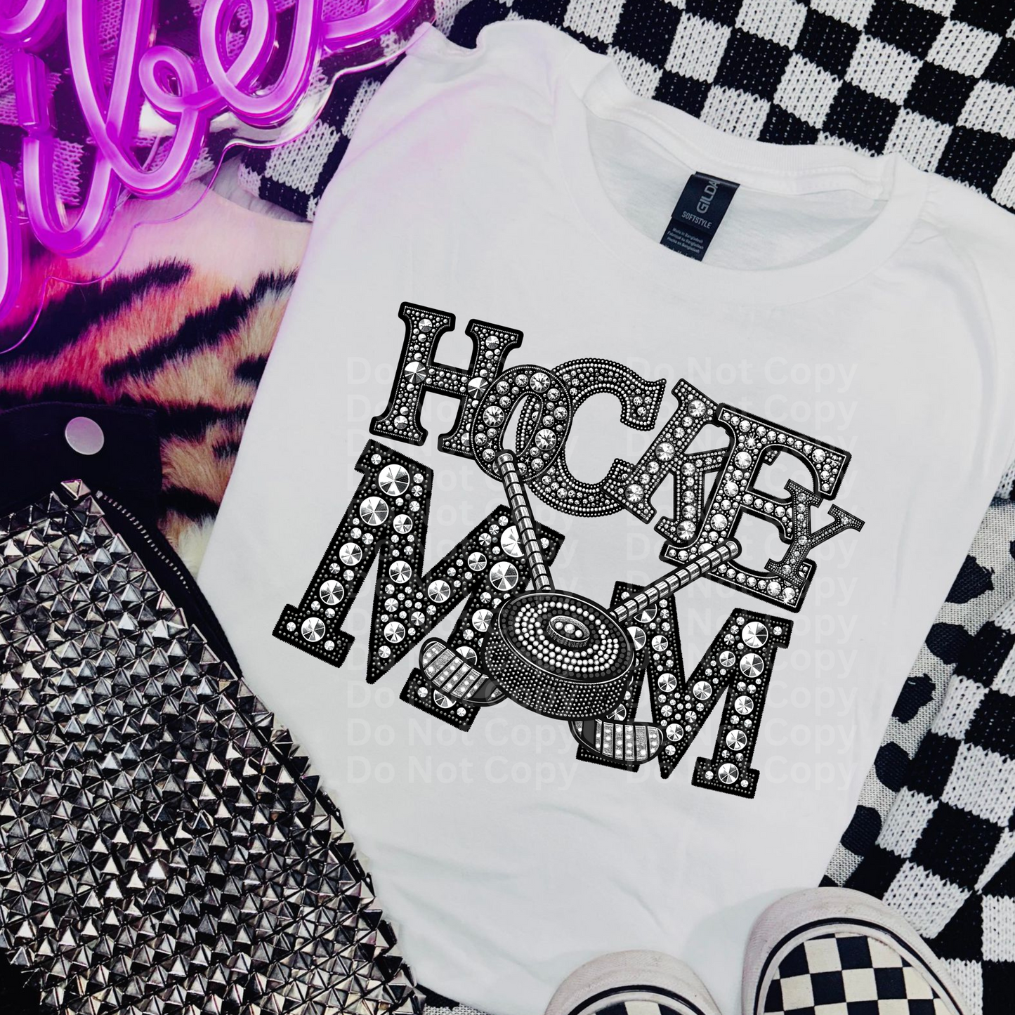 Hockey Mom - Faux Rhinestone DTF Transfer
