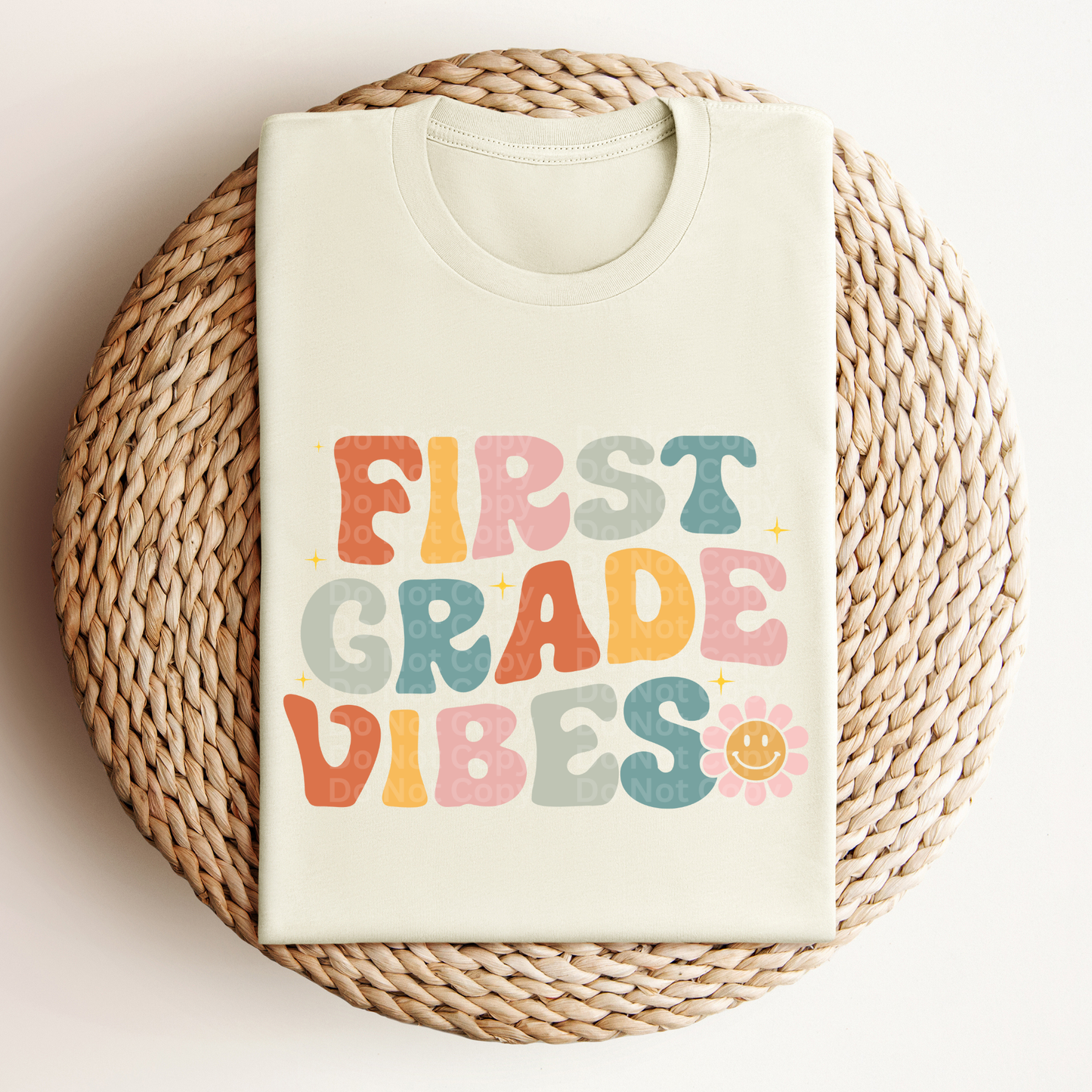 First Grade Vibes Colorful Retro Font DTF Transfer