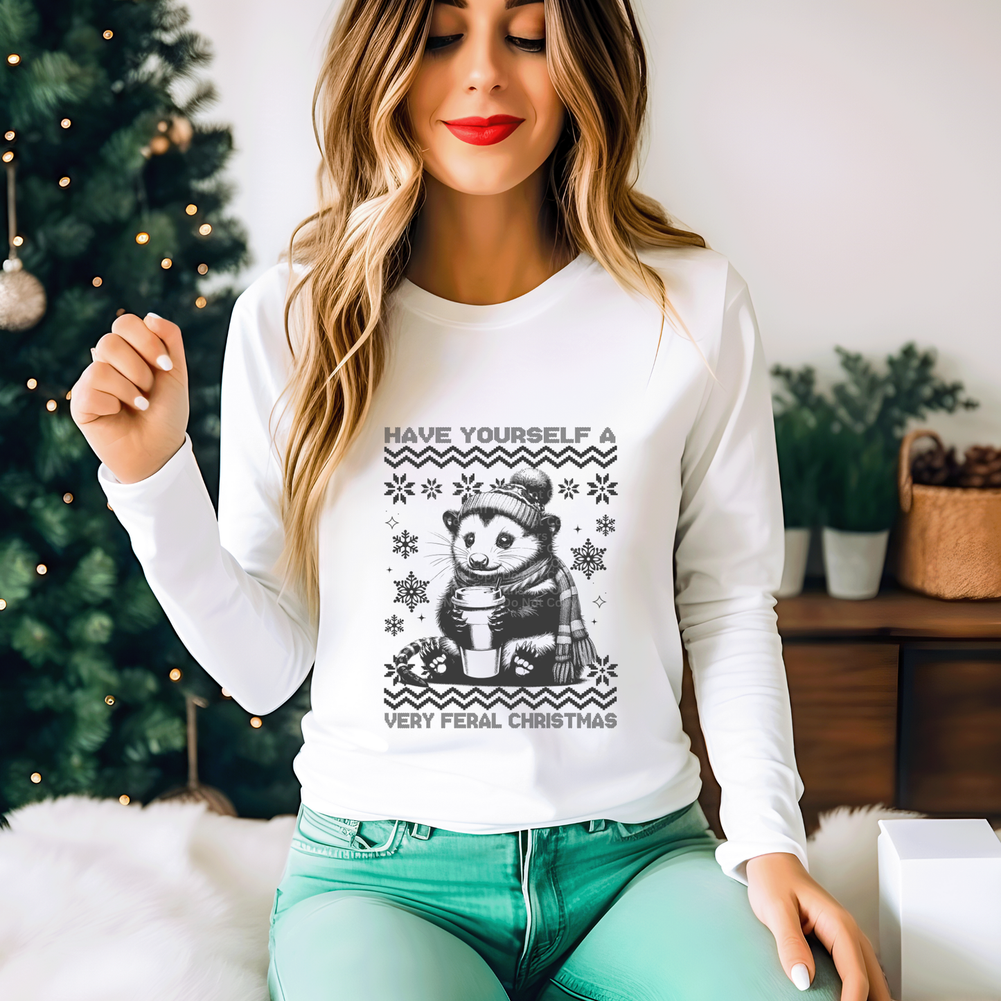 Have Yourself a Very Feral Christmas - Opossum DTF Transfer