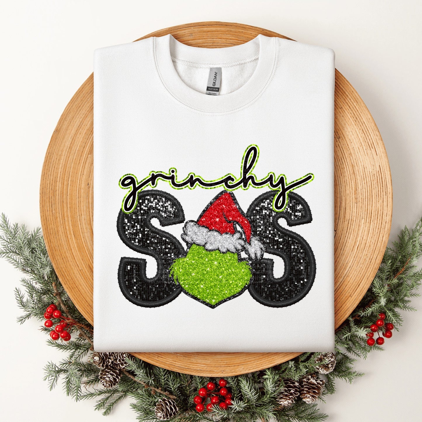 Gr!nchy Sis Faux Sequin DTF Transfer