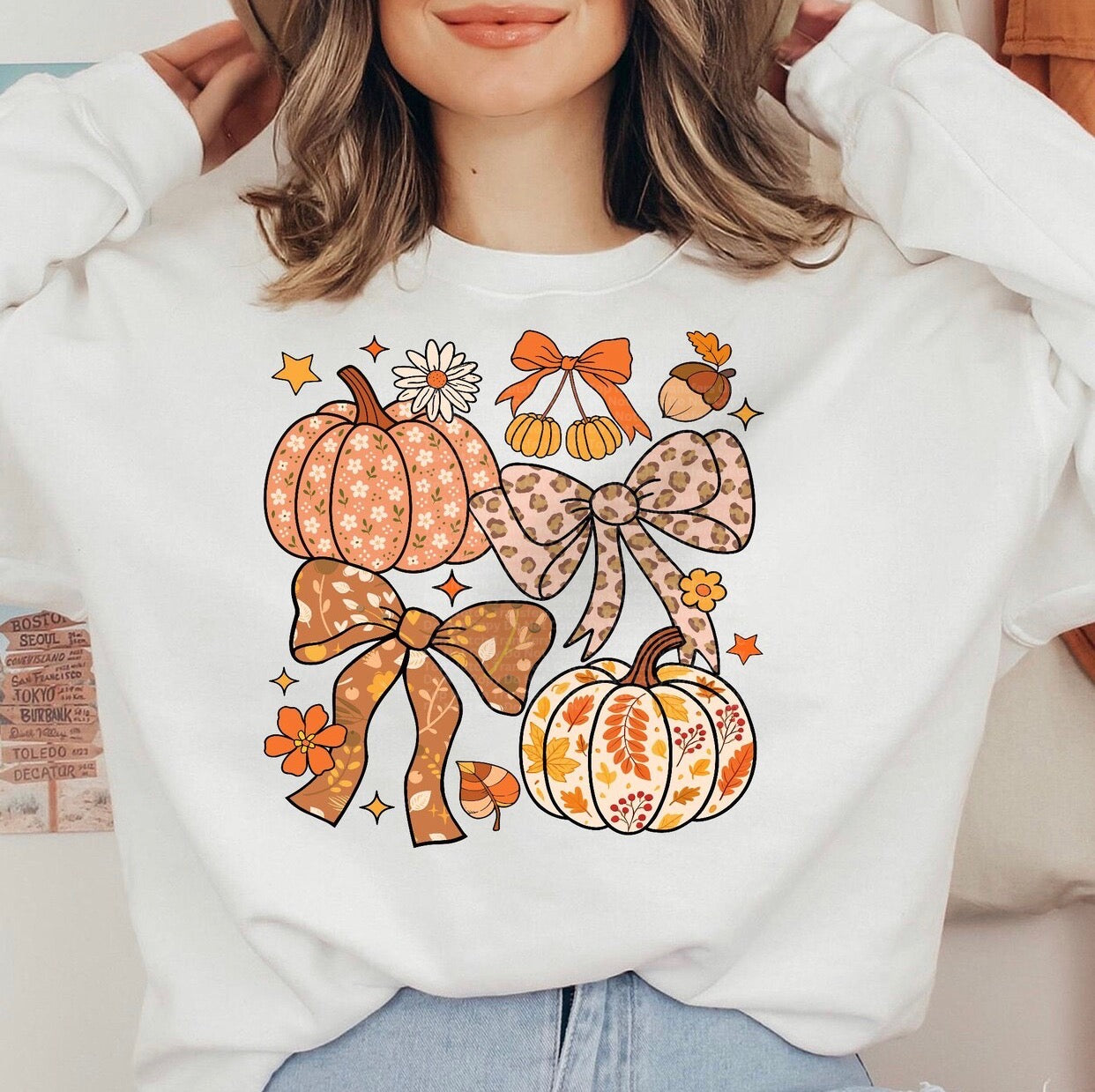 Fall Pumpkins & Ribbons DTF Transfer