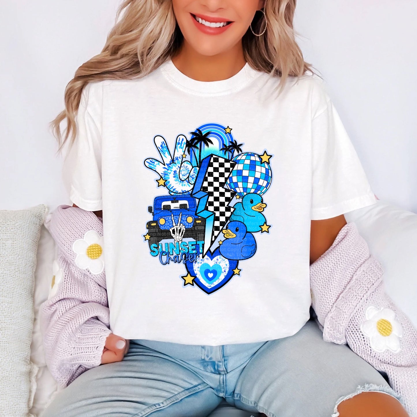 Blue Jeep Collage DTF Transfer