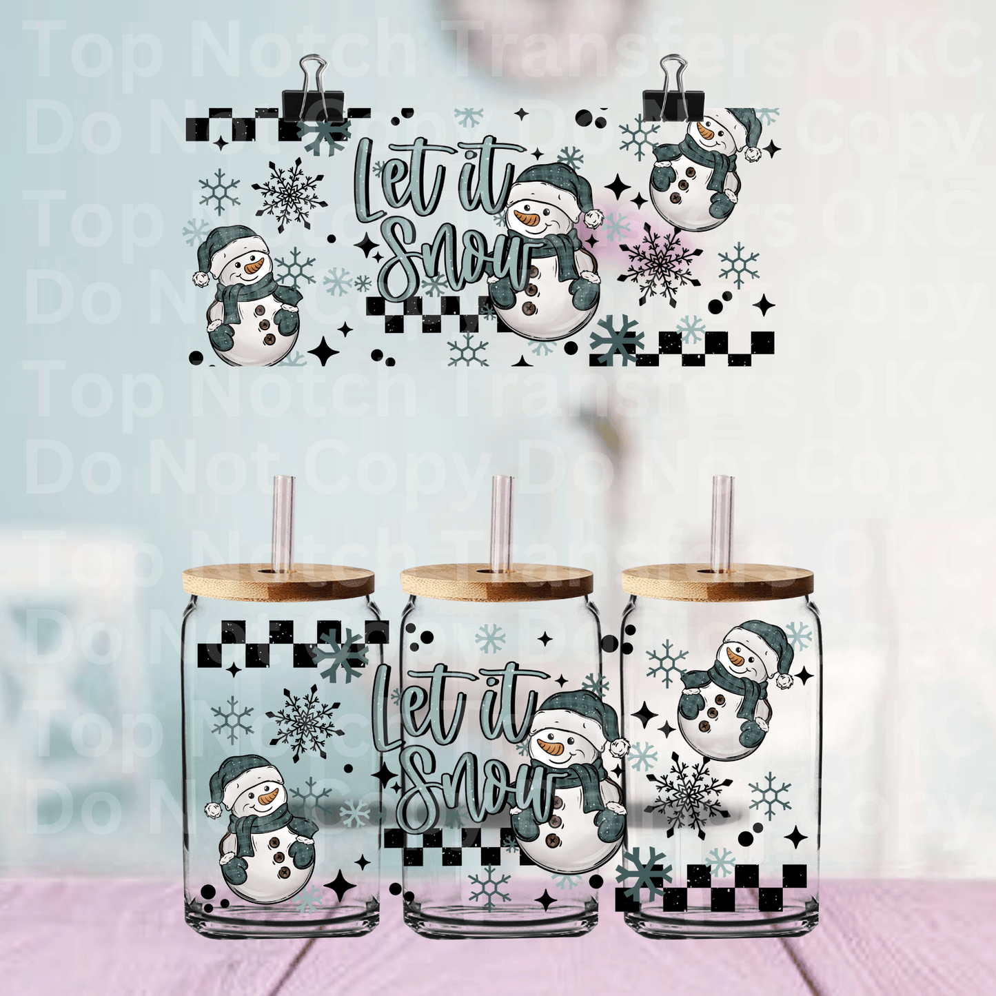 Let It Snow UV DTF 16 oz Cup Wrap