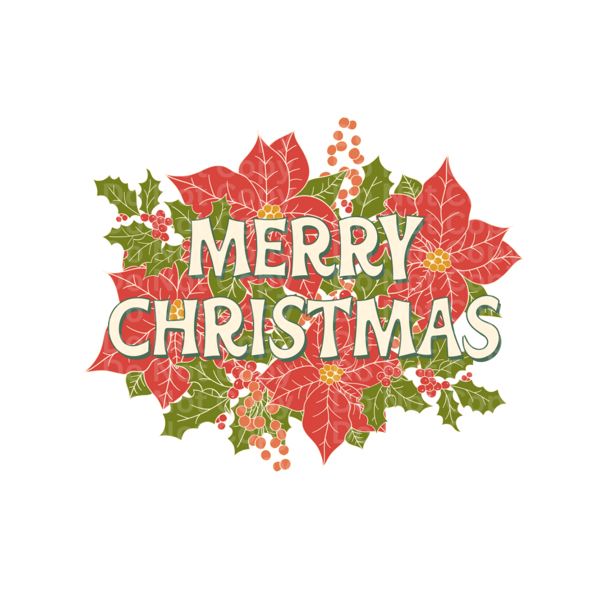 Merry Christmas Floral DTF Transfer