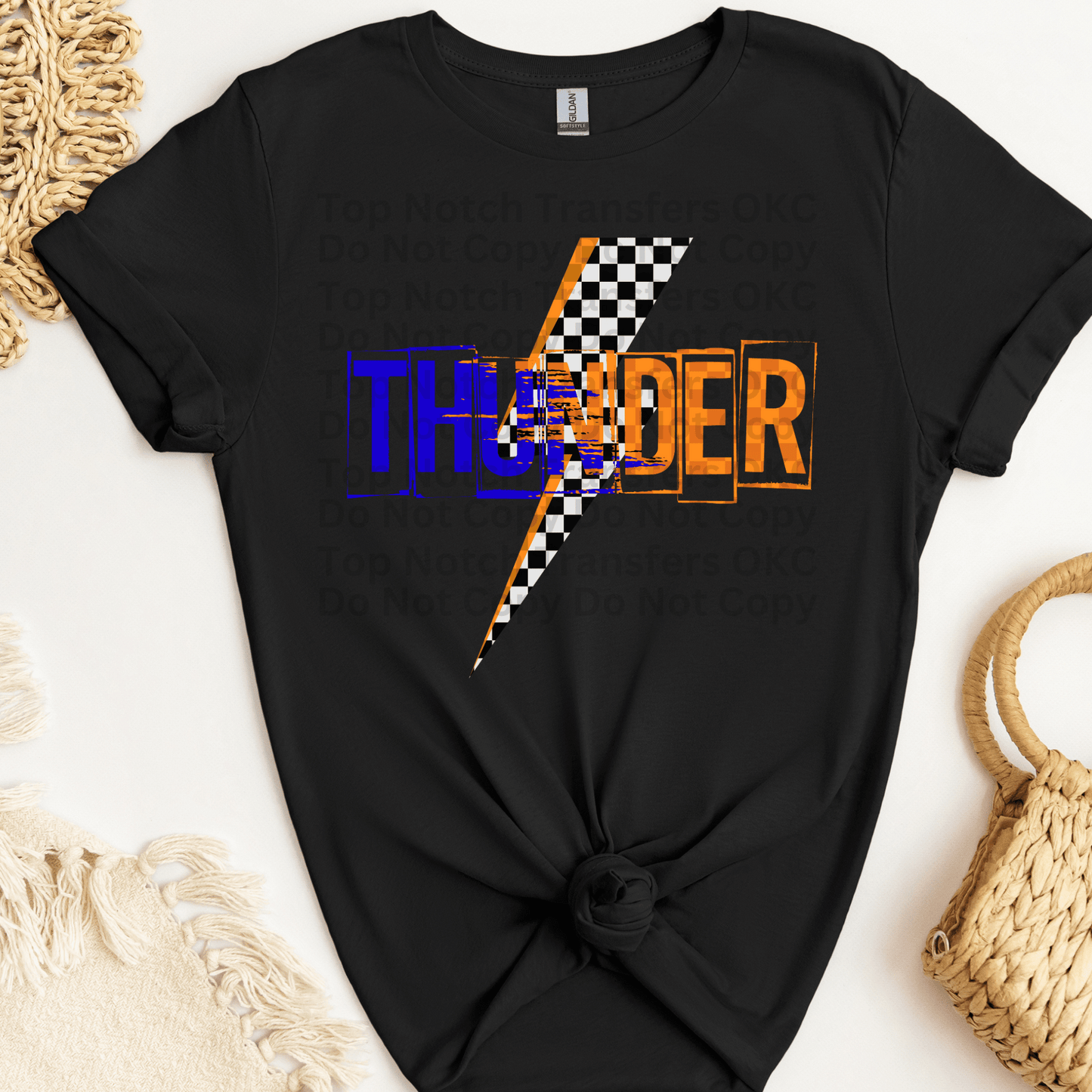 Thunder Checkered Bolt DTF Transfer
