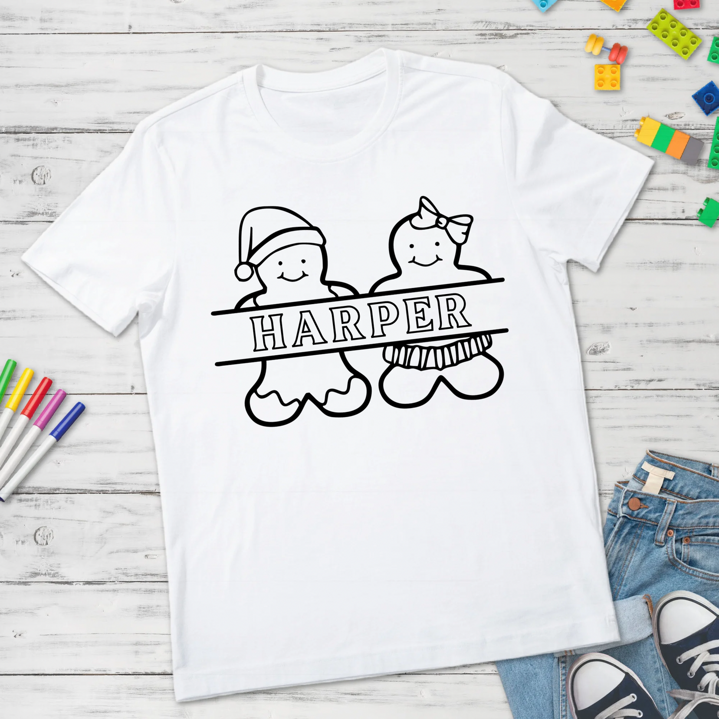Boy & Girl Gingerbread Name coloring design DTF Transfer