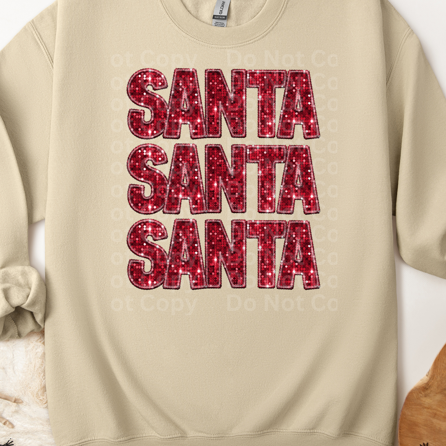 Santa Santa Santa Faux Sequins DTF Transfer