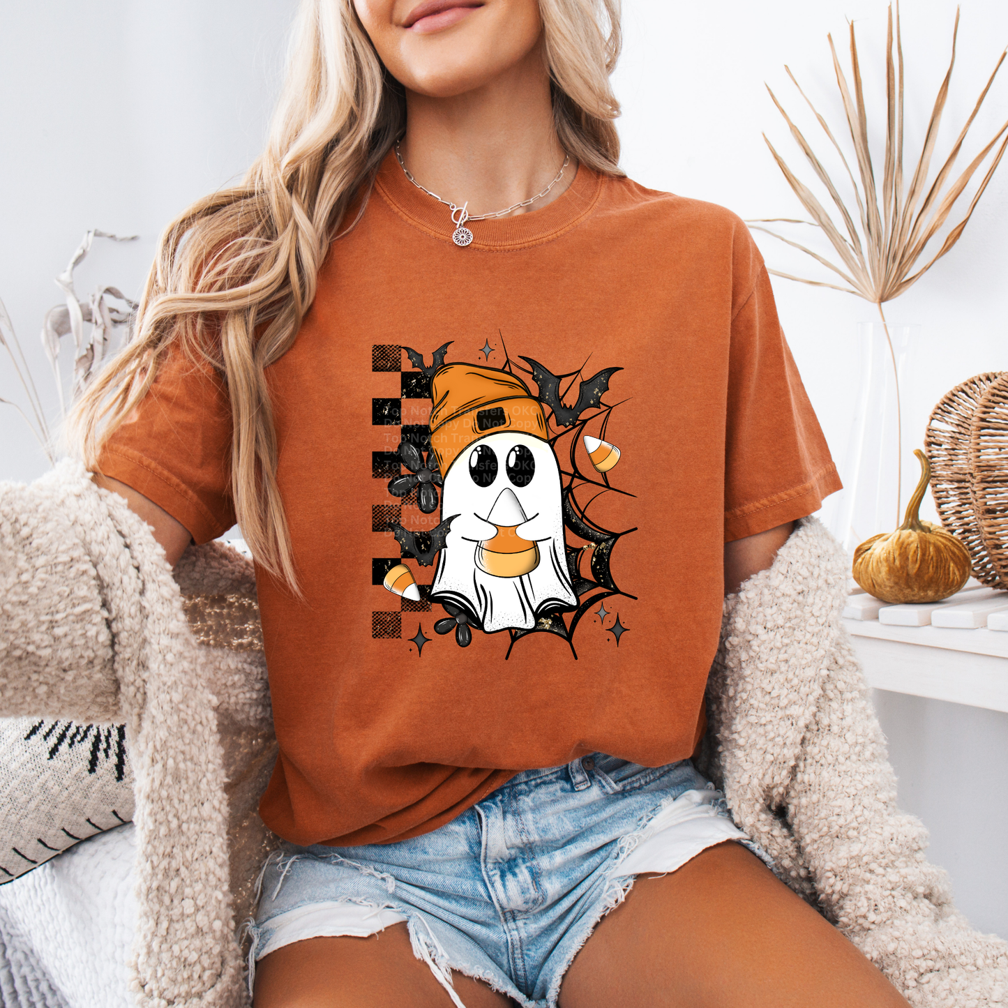 Candy Corn Ghost DTF Transfer