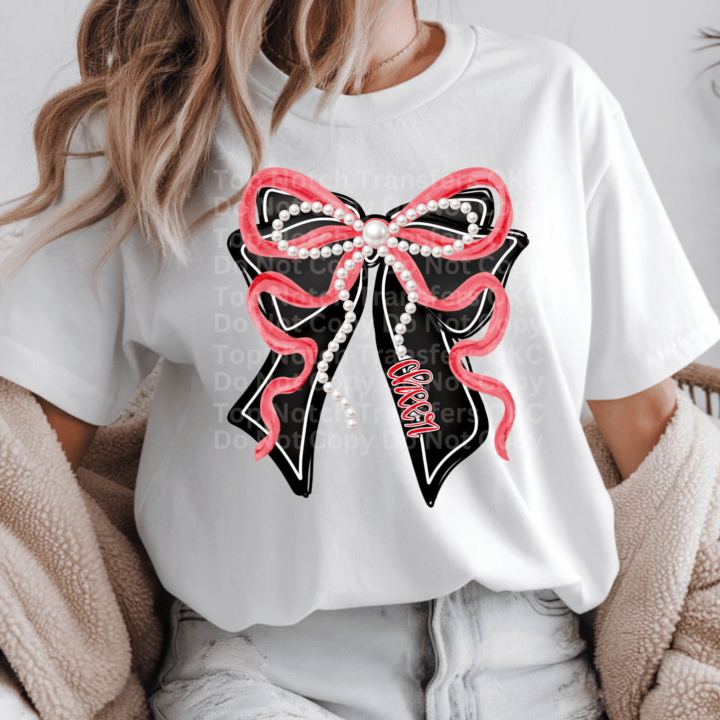 Cheer Bow Red/Black DTF Transfer