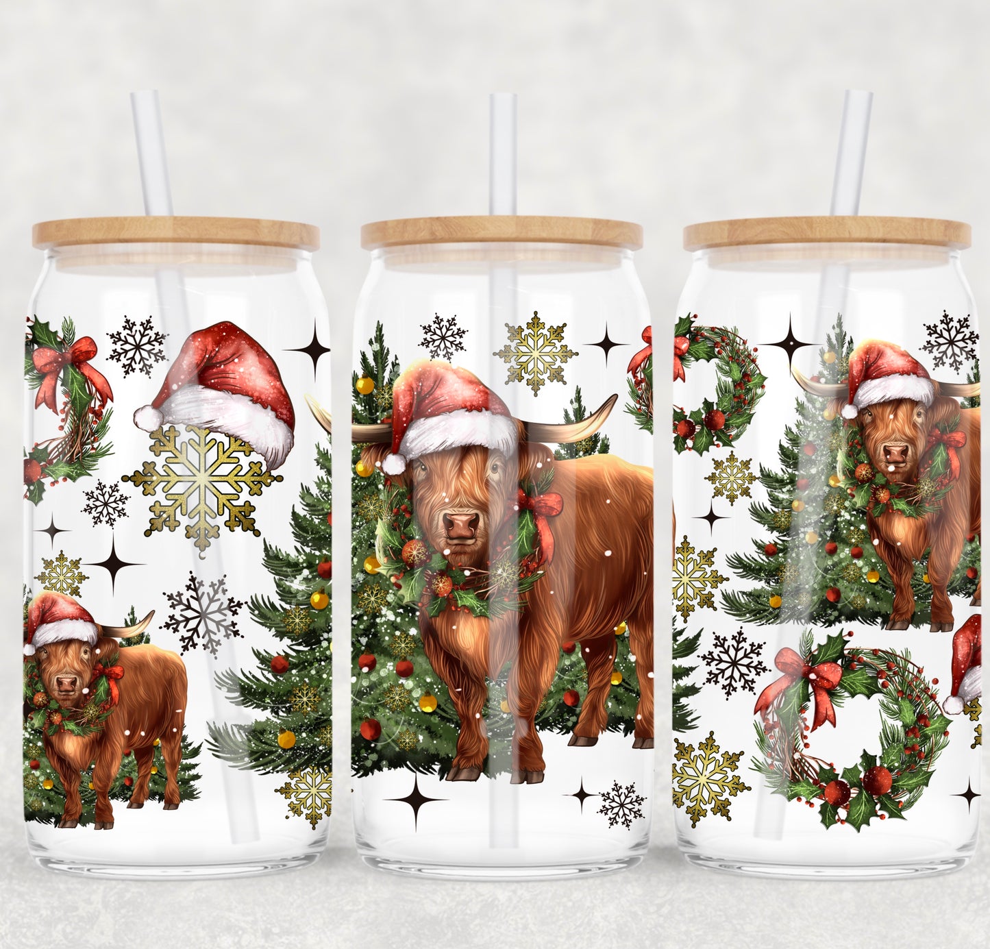 Mooey Christmas UV DTF 16oz Cup Wrap