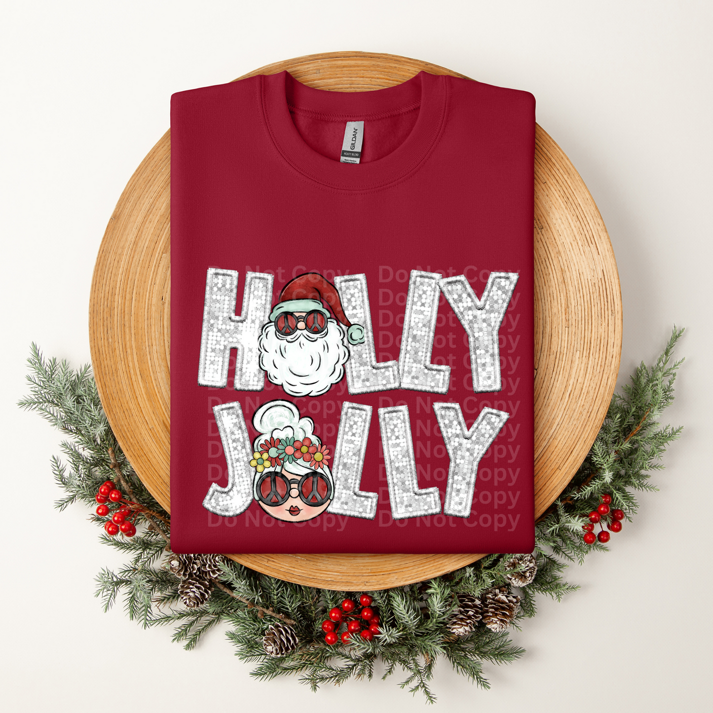 Holly Jolly Silver DTF Transfer