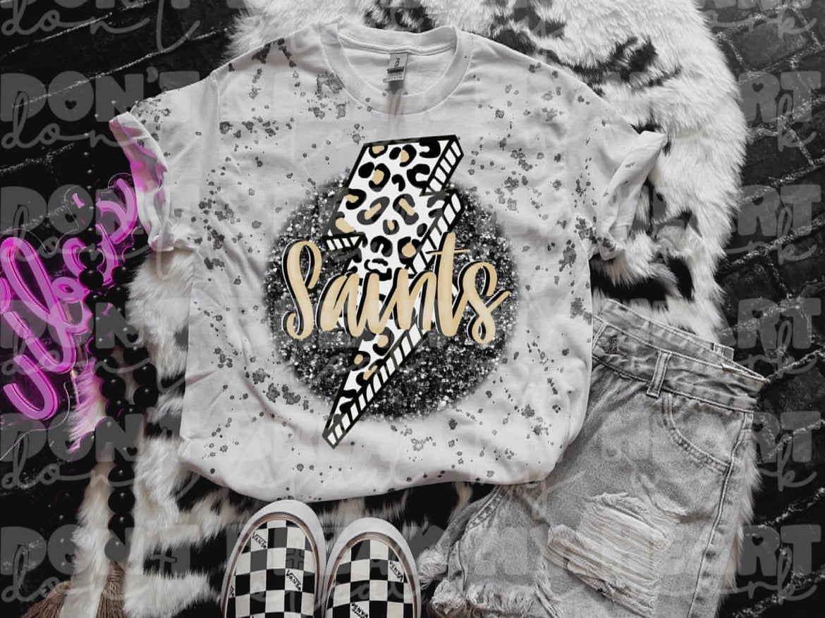 Saints Bolt Glitter DTF Transfer