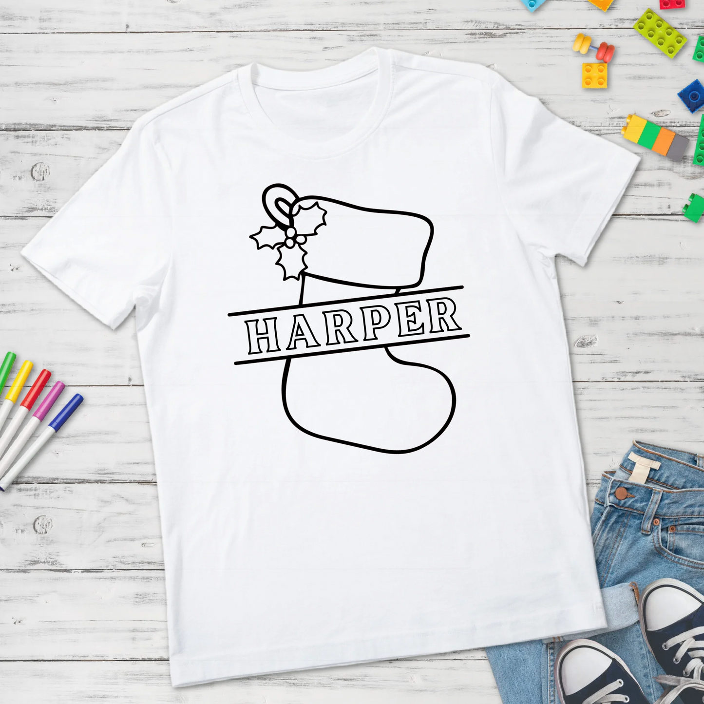 Stocking Name coloring design DTF Transfer