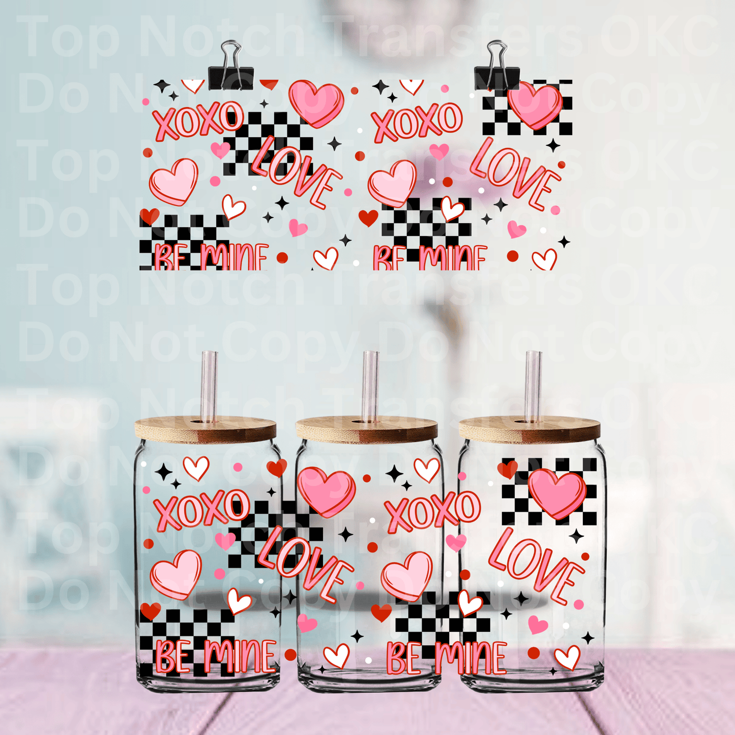 Love & Checkers UV DTF 16 oz Cup Wrap *CSC 1125*
