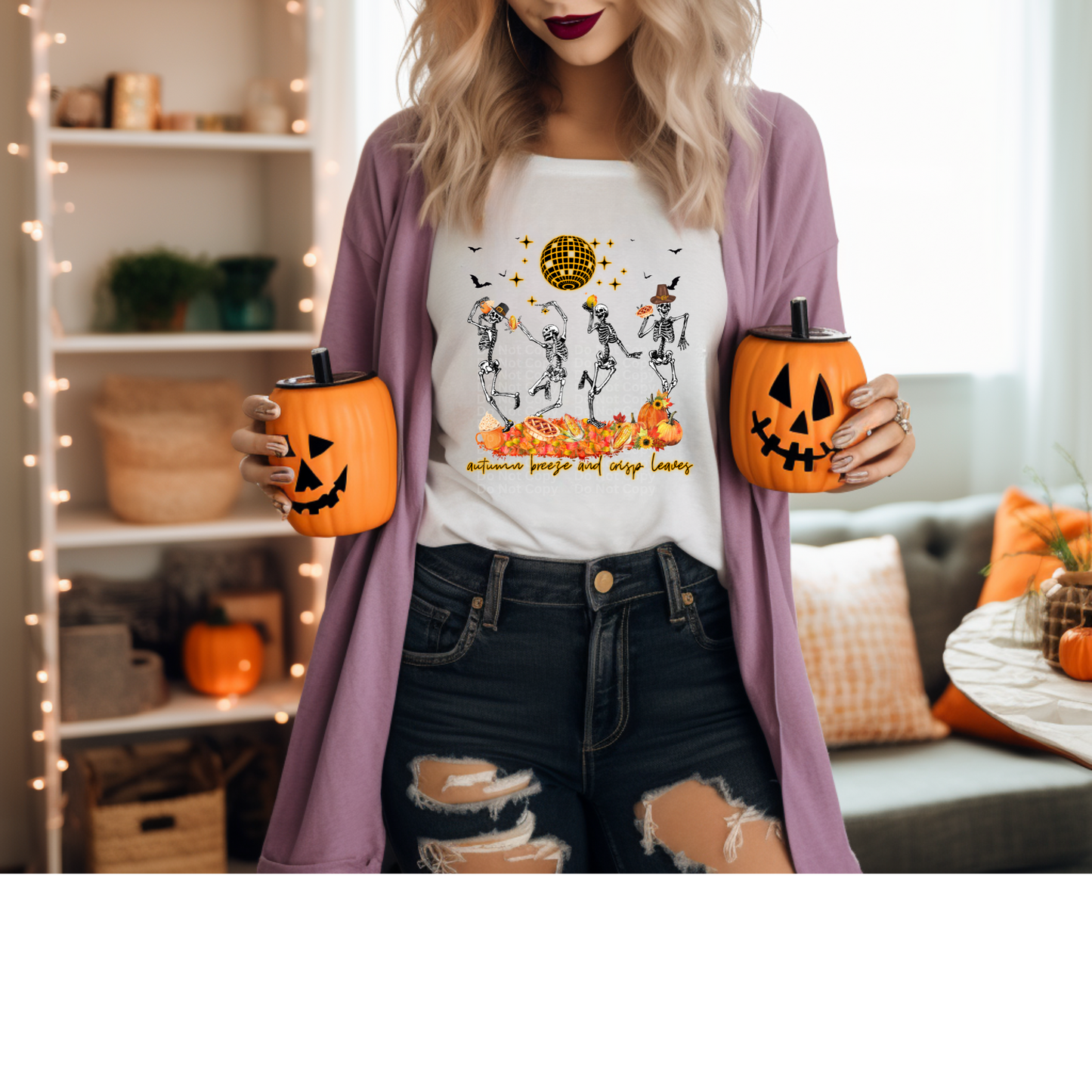 Fall Skeleton Disco DTF Transfer
