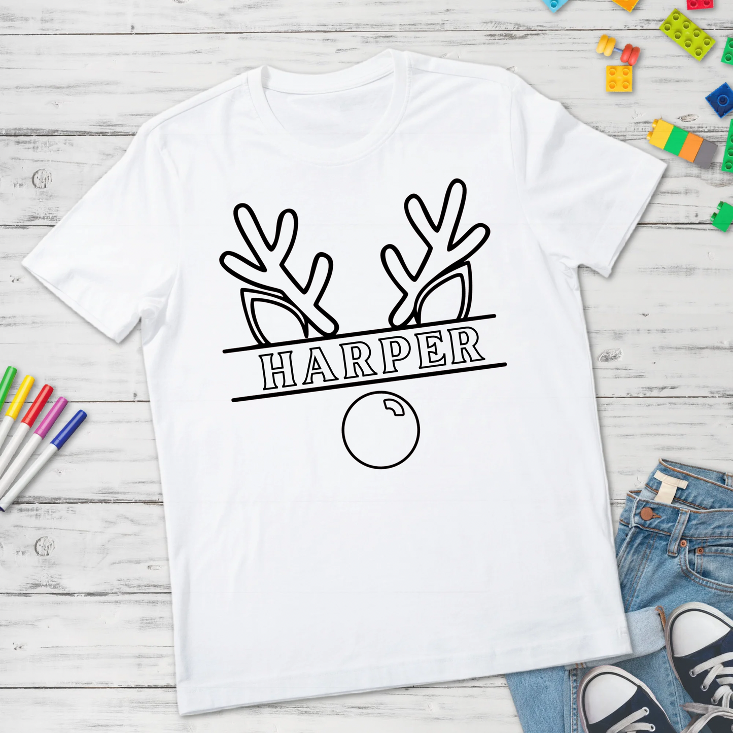 Reindeer Name coloring design DTF Transfer