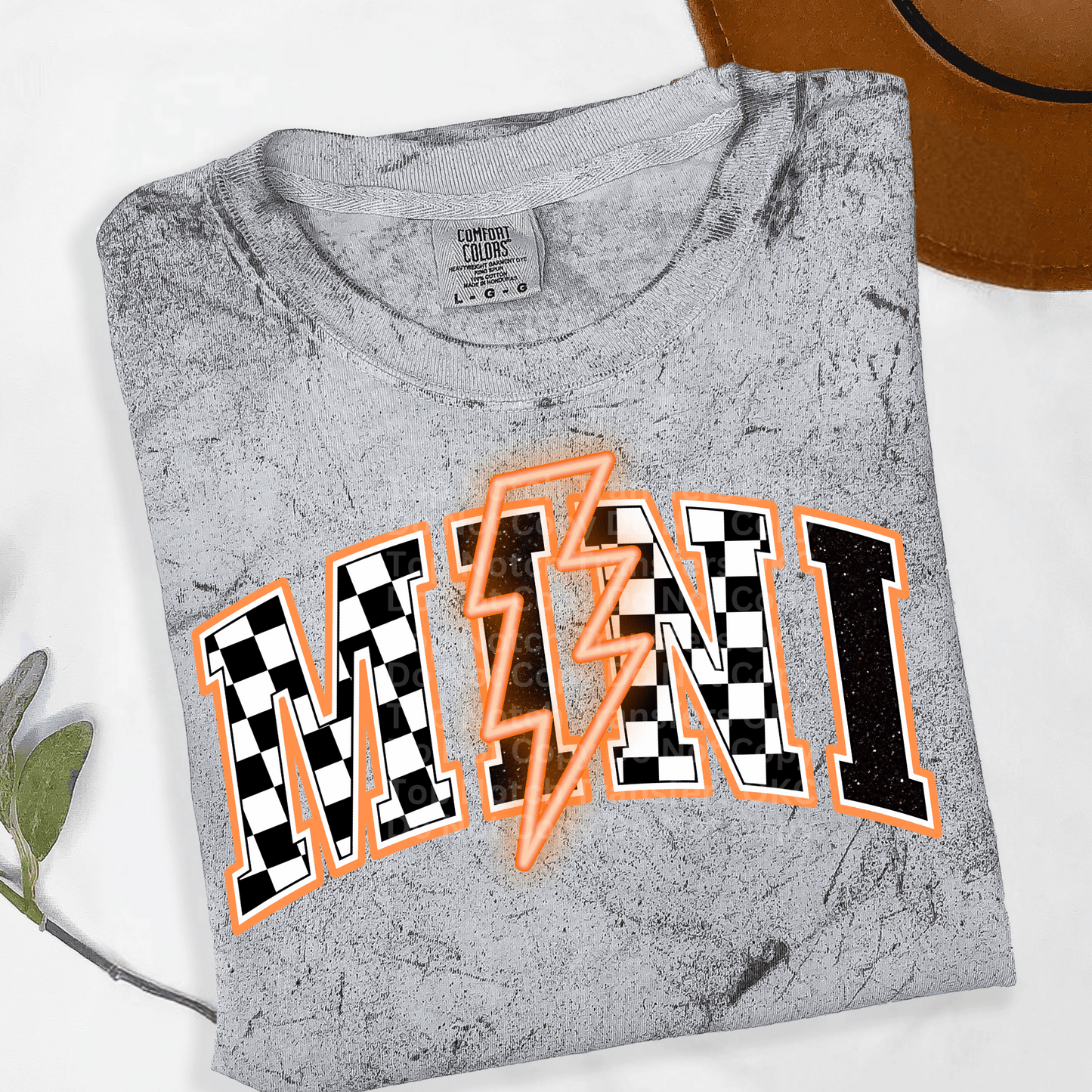 Checkered Mini Neon Orange DTF Transfer