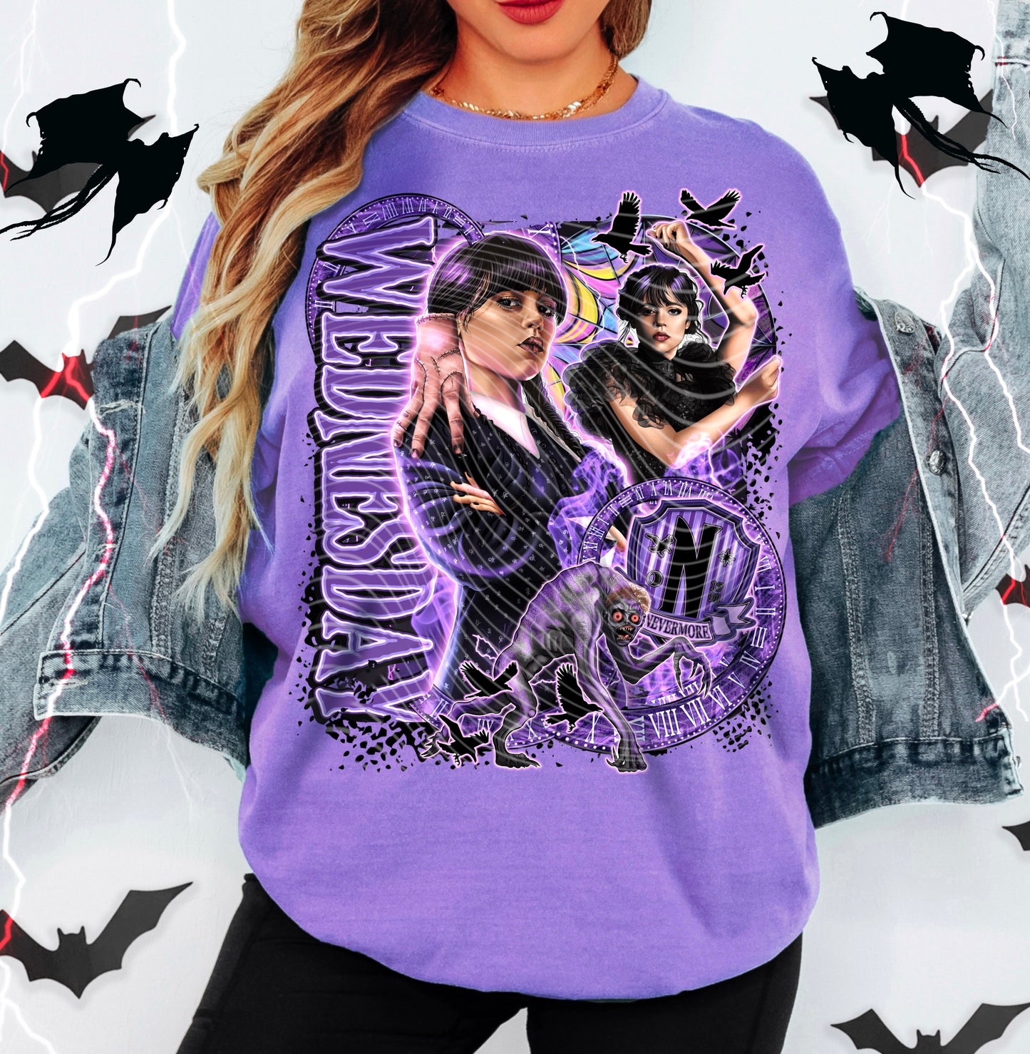 Wednesday *Optional long sleeve design* DTF Transfer