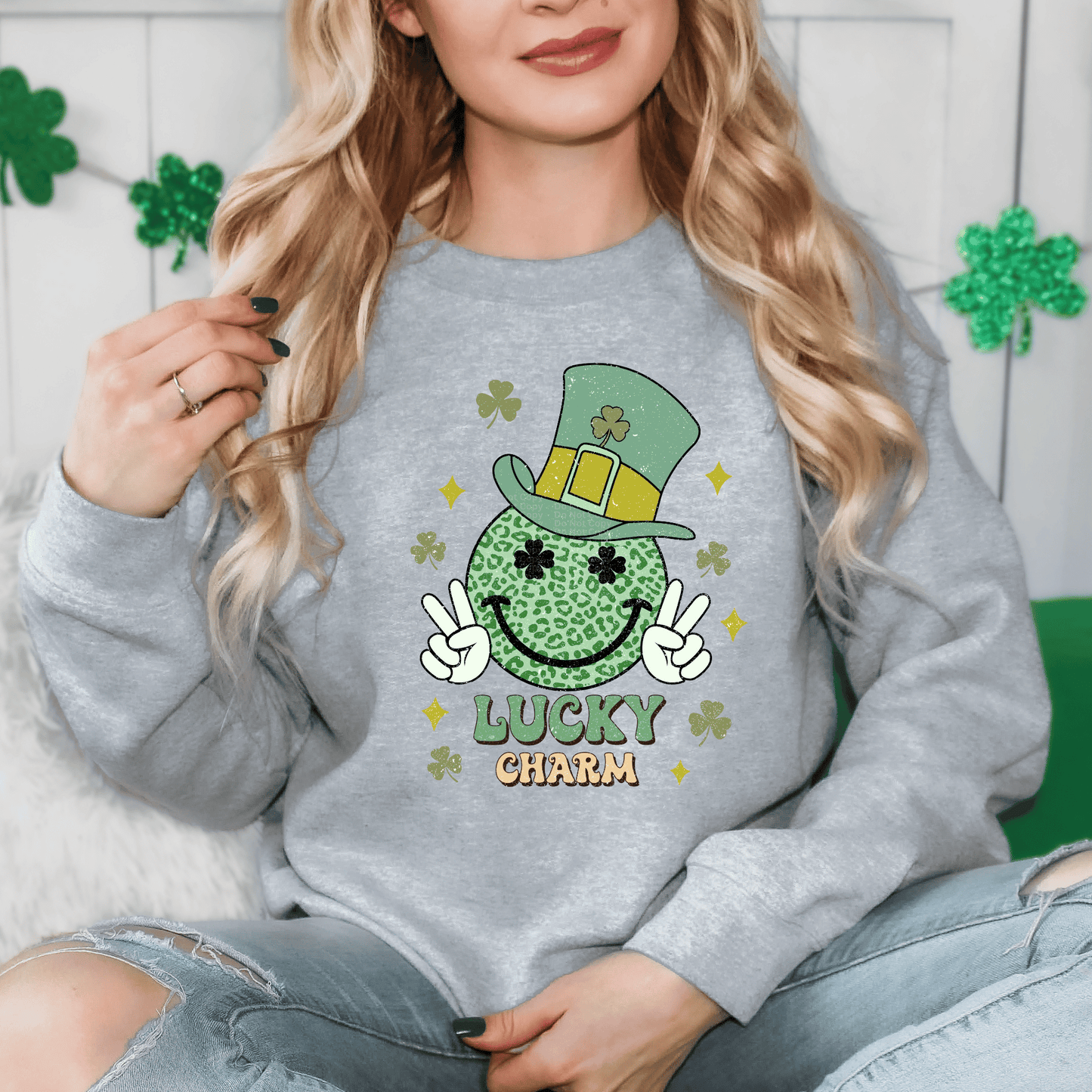 Lucky Charm Leopard Print Smiley DTF Transfer