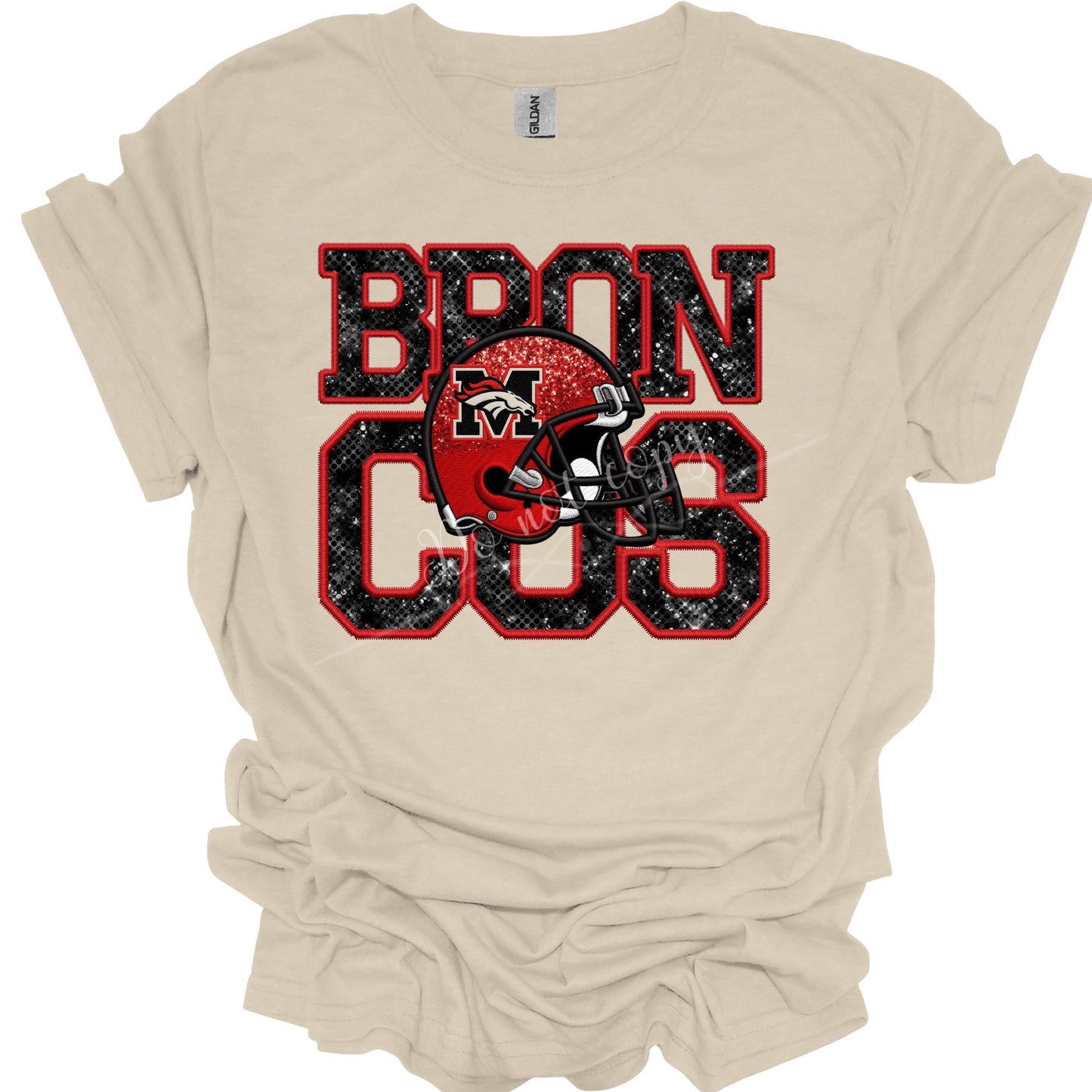 Mustang Broncos Faux Embroidery T-Shirt