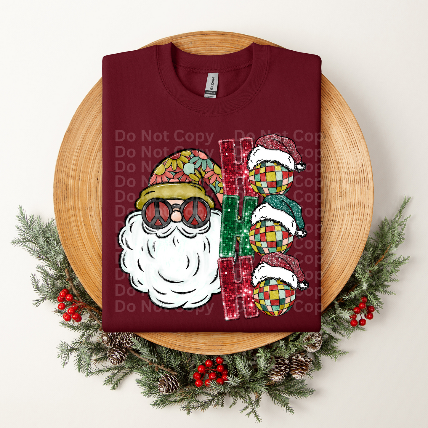Disco Santa Ho Ho Ho 1 DTF Transfer