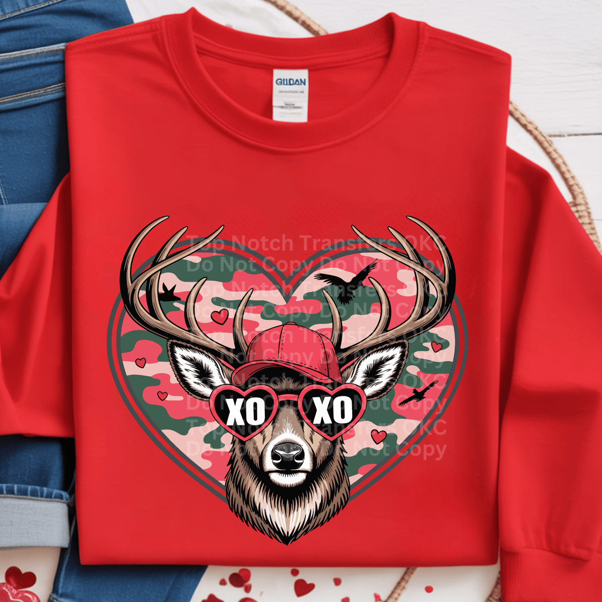 Camo Deer Heart DTF Transfer