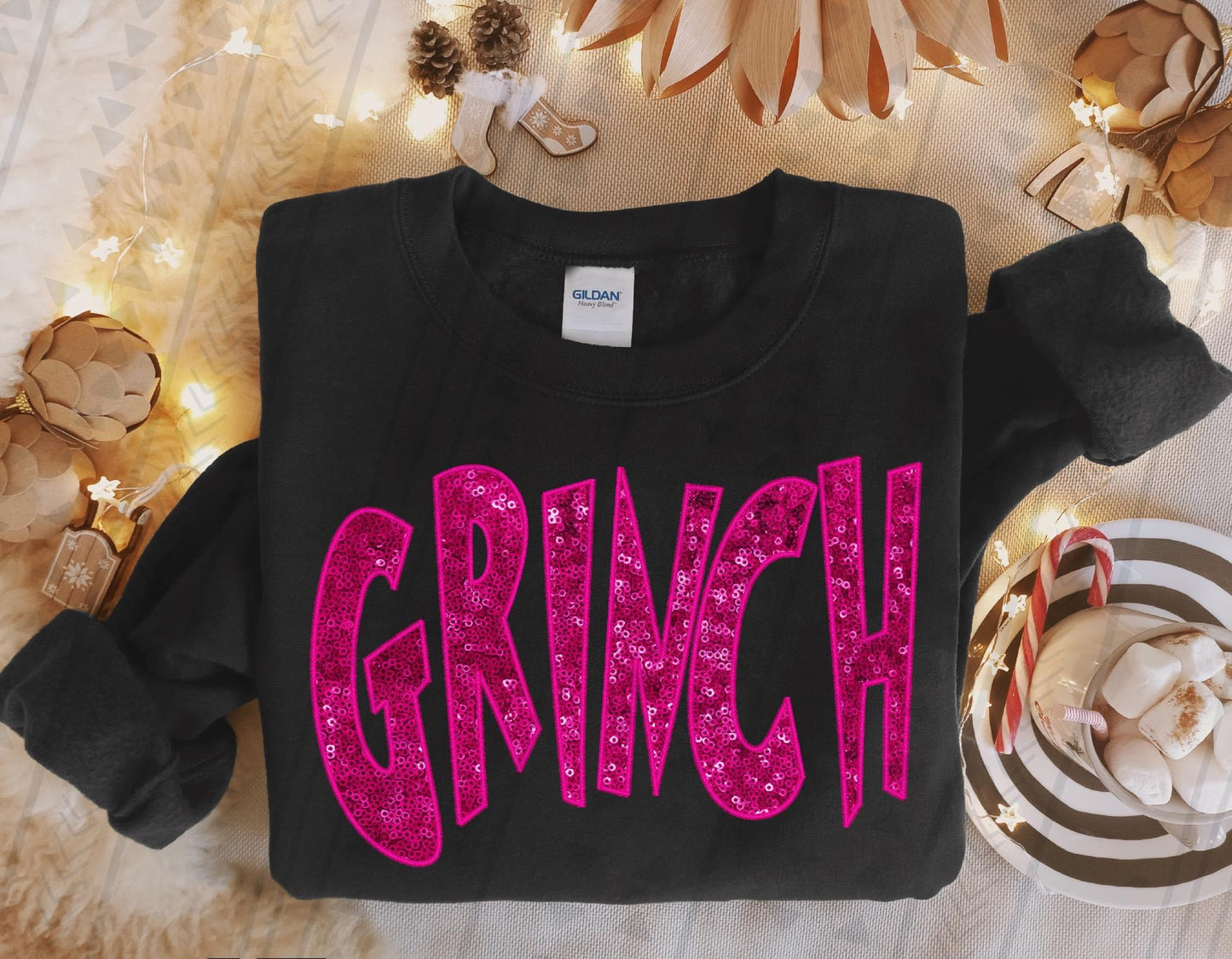 (Copy) Faux Sequin Pink Gr!nch DTF Transfer