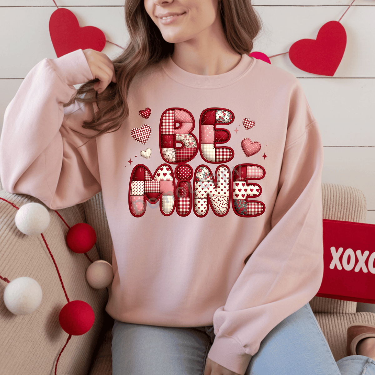 Be Mine Faux Patchwork DTF Transfer