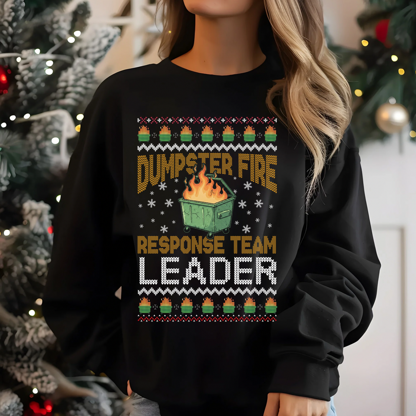 Dumpster File Response Team Leader Christmas Sweater Design DTF Transfer